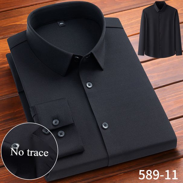 Seamless Bonded Stretch Shirt For Men – Wrinkle-Free & Breathable Business Casual Long Sleeve Shirt_viptrois.com