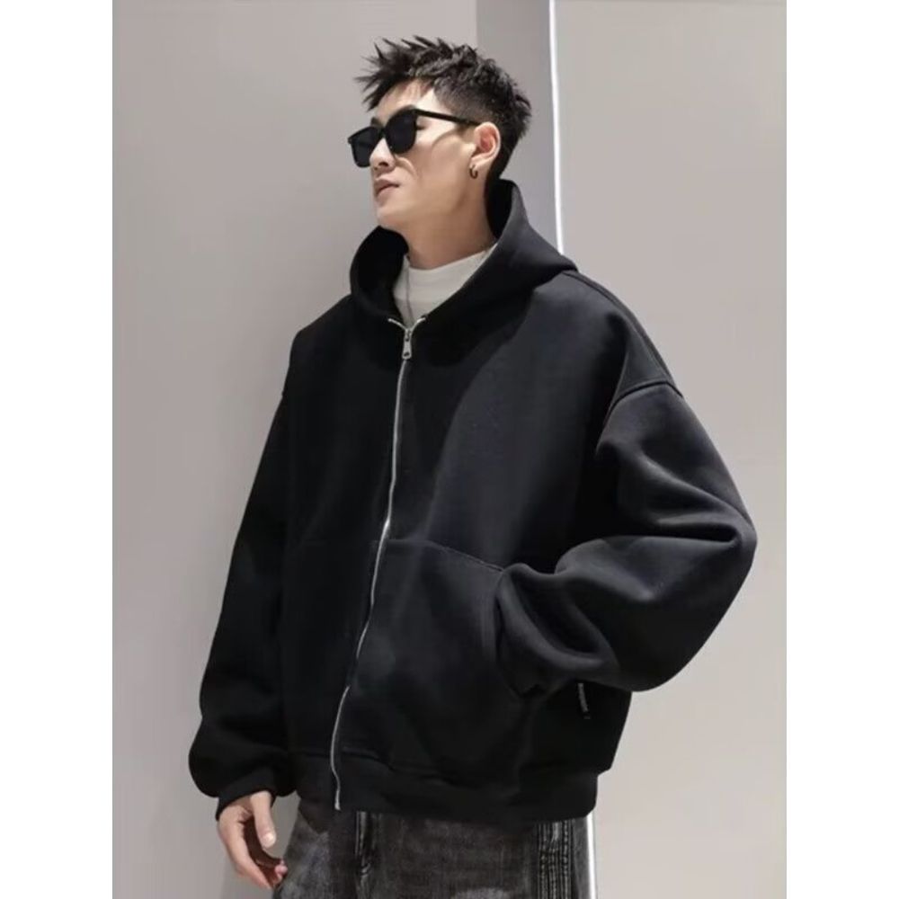 Men's Clothing Hooded Heavy Sweater Loose Oversized Hooded Sweatshirt With Backpack Straps – Heavyweight Unisex Streetwear (Black, M-3XL)_viptrois.com