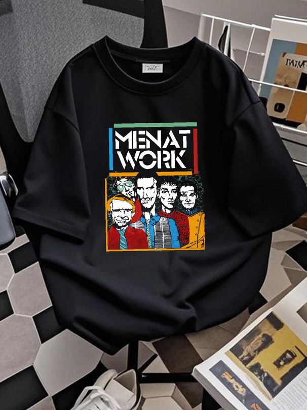 Rare Men At Work Band Gift For Fan Black S-2345XL Unisex T-shirt GC770 Summer Versatile Homme Top For Everyday Wear Slightly Soft Breathable_viptrois.com