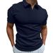 New Polo Shirt High Elasticity V-neck Striped Short Sleeved Men's T-shirt_viptrois.com