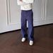 16 Oz Pearl Canvas Cotton Three-pin High Color Fastness Heavy Legal Blue Trousers Triangle Casual Trousers_viptrois.com