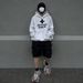 Men's Clothing Korean Version Of The Cross Print Washed Old Casual Loose Hooded Pullover Sweater Men's Vibe Style_viptrois.com