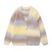 Vintage Striped College Cardigan Sweater – Unisex V-Neck Knitwear For Fall, Couple Matching, Casual & Comfortable (Blue/Black, Sizes M-XXL)_viptrois.com