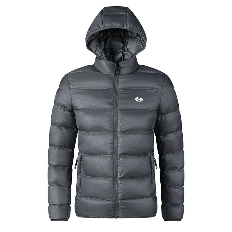 Men's Clothing Men's Cotton Coat European And American Simple Casual Thin Style S Letter Hooded Jacket Men's Short Cotton Coat_viptrois.com