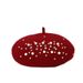 Autumn Winter Pearl Rhinestone Wool Knitted Woolen Beret British Korean Version Women's Painter Hat_viptrois.com