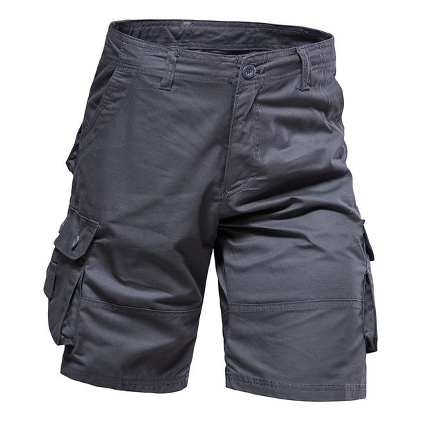 K New Men's Solid Color Loose Multi Pocket Five Pack Pants In Large Size, Fashionable And Casual Straight Leg Pants_viptrois.com