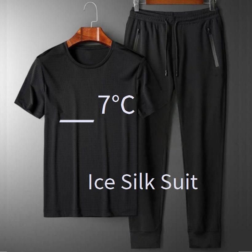 Men's Clothing Summer Sports Suit Men's Trendy Short Sleeved T Shirt Set Of Clothes Men's Casual Mesh Air Conditioning Pants Trendy_viptrois.com