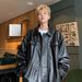 Men's Clothing Leather Jacket High End Handsome Street Loose Casual High Street Motorcycle Pu Leather Jacket_viptrois.com