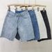 Men’s Clothing Goods Permed Diamond Raw Edge Jeans Women's Shorts Straight Pants Trend Spring And Summer New High Waist Versatile Shorts_viptrois.com