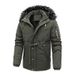 Winter Striped Hooded New Men's Jacket Solid Color Fleece Lined Thick Slim Fit Cotton Coat For Men_viptrois.com
