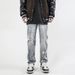 Men's Clothing Retro Washed Distressed Ink Splashed Ripped Jeans Trendy Street Hip Hop Loose Straight Casual Trousers_viptrois.com