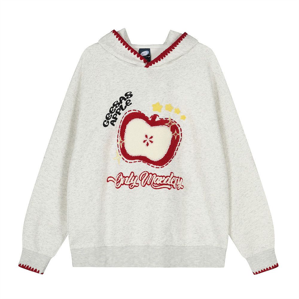 Creative Flocked Embroidery Hoodie Loose Casual Men's Design Vibe Trendy Streetwear Sweatshirt_viptrois.com