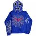 Gothic Spider Print Hoodie - Y2K Streetwear Pullover For Women, Oversized Zip-Up Sweatshirt, Soft Polyester Blend, Edgy Casual Fashion_viptrois.com
