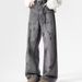 American Style Wasteland Tie-Dye Jeans For Women, Autumn 2024 New Loose Lazy Relaxed Floor-Length Pants_viptrois.com