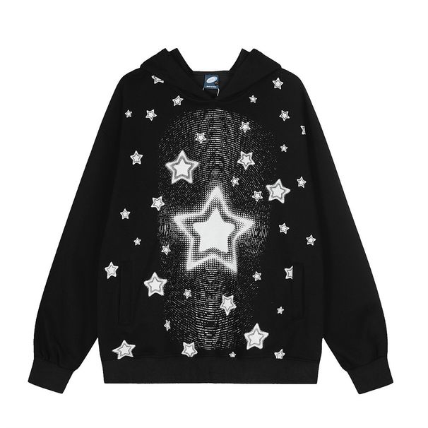 Five-Pointed Star Full Sky Design Vibe Trendy Brand High Street Niche Pullover Sports Hoodie For Men_viptrois.com