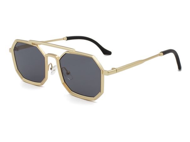 New Steampunk Sunglasses For Men And Women Polygonal Large Frame Metal Sunglasses End Texture_viptrois.com