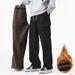 Heavyweight Corduroy Pants – Vintage Relaxed Fit With Fleece Lining (Black/Coffee/Burgundy/Khaki)_viptrois.com