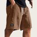 Men's Casual Jacquard Shorts Multi-Pocket Spring Summer Straight Wide Sports Mid-Waist Drawstring Black Blue Cotton Polyester_viptrois.com