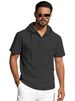 2026 Men's Summer Cotton-Linen Short-Sleeved Hooded Solid Color Casual Breathable Loose Fit European Size T-Shirt_viptrois.com