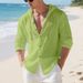Plus Size Men's Hooded Cardigan American Style Solid Color Linen 15 Colors Loose Fit Spring Autumn Casual Long Sleeved_viptrois.com