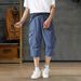 European Size Summer Seven-Point Youth Men's Pure Cotton Straight Casual Cargo Pants_viptrois.com