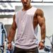 Men's Clothing Fitness Vest Solid Color Sports Bodybuilding Side Slit Loose Waistcoat T Shirt Cotton_viptrois.com