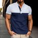 Men's Slim-Fit Color Block Polo T-Shirt - Breathable Polyester Short Sleeve Top For Business Casual & Daily Wear_viptrois.com
