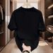 2024 Summer New Men's Short Sleeved With Creative Letter Printing On The Back, Trendy Ins Street Half Sleeve T-shirt_viptrois.com