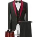 Men's Clothing Three Piece Suit One Button Double Fork Slim Fit Fashion Business Suit_viptrois.com