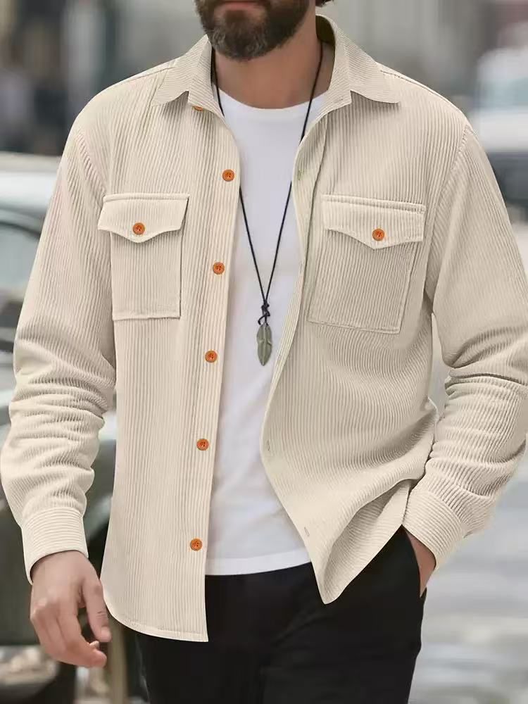 Men's Clothing Men's Stand Collar Button Jacket - Classic Corduroy Coat (4 Colors, S-XXXL) Hot-selling_viptrois.com
