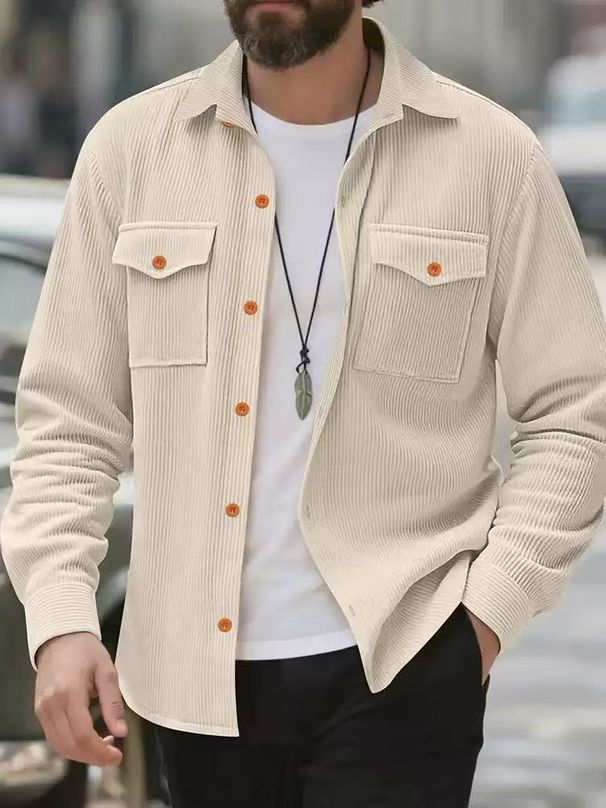 Men's Clothing Men's Stand Collar Button Jacket - Classic Corduroy Coat (4 Colors, S-XXXL) Hot-selling_viptrois.com