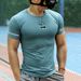 Men's Clothing Muscle Revealing Fitness Clothes Tights Short Sleeved T Shirts For Training And Running High Elastic Quick Drying Clothes_viptrois.com