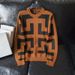 Men's Clothing Autumn And Winter Thick Long Sleeved Striped Jacquard Knitted Sweater For Men Slim Round Neck Pullover Top_viptrois.com