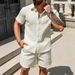 Men's Summer Sportswear Suit Casual Jacquard Fabric Collared Polo Shirt Short Sleeves And Shorts European And American Style Cross Border_viptrois.com