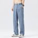 Men's Clothing Summer Ultra Thin Tencel Jeans Men's Breathable Loose Wide Leg Pants Men's Casual Versatile Ice Silk Trousers_viptrois.com