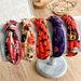 Halloween Skull Pumpkin Fabric Cross Wide Headband For Women Printed Ghost Festival Scrunchie_viptrois.com