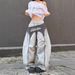 Men's Clothing American Style Layered Design Lace Up Scimitar Pants Casual Summer Street Hip Hop Dance Mopping Paratrooper Trousers_viptrois.com
