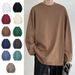 Cotton Long Sleeve T-Shirt Men, Sring New Solid Color Versatile Simle Base Shirt, Loose Fit For Youth, Coule Style_viptrois.com