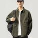 Vintage-Inspired Work Shirt For Men - Long Sleeve Loose Fit Casual Jacket In Cotton Blend (Dark Gray, Khaki, Army Green, Black) - Sizes M To 3XL_viptrois.com