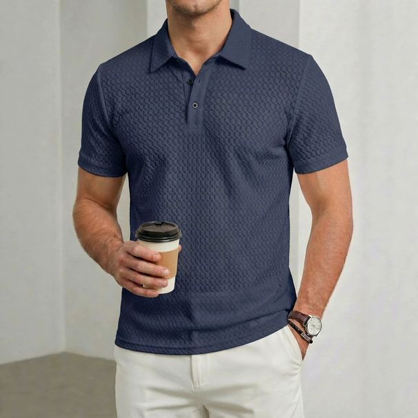 Men's Slim-Fit Polo Shirt – Breathable Jacquard Knit For Business Casual & Summer Wear (White/Navy/Coffee/Gray/Black, S-Xxxl)_viptrois.com
