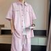 Men's Clothing Two Piece Summer Short Sleeved Shorts Two Piece Shirt New Loose Breathable Retro Suit_viptrois.com
