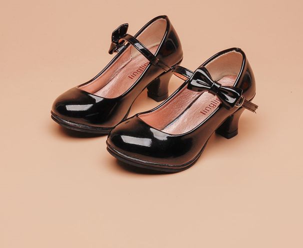 Girls High Heels Princess Shoes 2024 Spring And Autumn Children's Leather Shoes For Middle And Large Children Red Student Performance Dance Shoes_viptrois.com