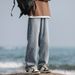 Men's Loose Straight-Leg Jeans – Spring/Summer Vintage Washed Denim, Streetwear Style, Wide-Leg Trousers (Casual, Comfort Fit, Trendy)_viptrois.com