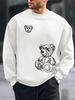 Men's Loose Casual Fashionable Cartoon Bear Print Round Neck Long Sleeved Sweatshirt For Autumn And Winter_viptrois.com