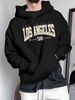 Men's Autumn And Winter Casual Fashionable Loose Hooded Sweatshirt With Los Angeles Letter Pattern Printed Warm Long Sleeved Pullover_viptrois.com