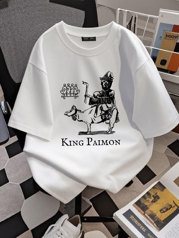 King Paimon T Shirt Demon Demonology Occult Jersey Streetwear Casual Comfortable Slightly Fashion Breathable Graphic Top For Everyday Wear_viptrois.com