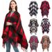 Unisex Autumn/Winter women's split cape thickened plaid bristle fringe cape_viptrois.com