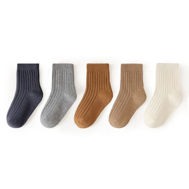 Kids'socks Solid color double needle drawn mid-tube socks for children candy color school socks for boys and girls_viptrois.com