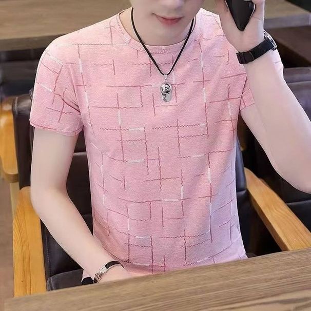 Summer's New Ice-like Short-sleeved T-shirt For Men, Round Neck Trendy Thin And Breathable Ice Silk Top For Men_viptrois.com