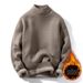 Men's Clothing Fleece Lined Men's Fleece-Lined Knit Sweater, Semi-Turtle Neck Thermal Base Layer, Winter Warm Pullover For Casual & Business_viptrois.com